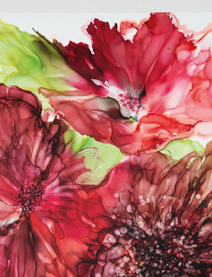 Manuela Dona, Blumenpracht, Alkoholtinte auf Papier