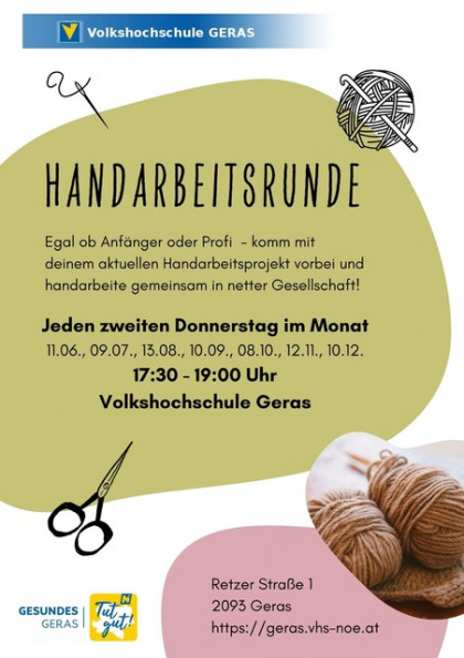 Handarbeiten in gemütlicher Runde 
