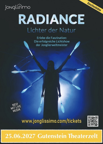 Die Jonglierweltmeister Jonglissimo zeigen ihre erfolgreiche und spektakuläre Produktion "Radiance -