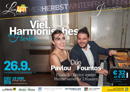 Viel Harmonisches im Herbst, Ellada & Christos spielen Meisterwerke für 2 Klaviere