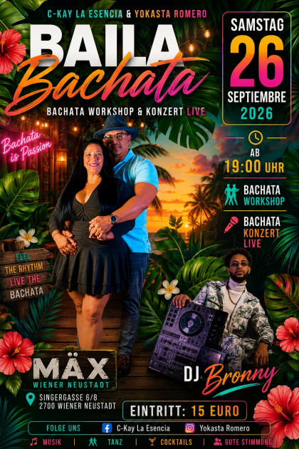 Baila Bachata-26.09.2026 im MÄX Wiener Neustadt 