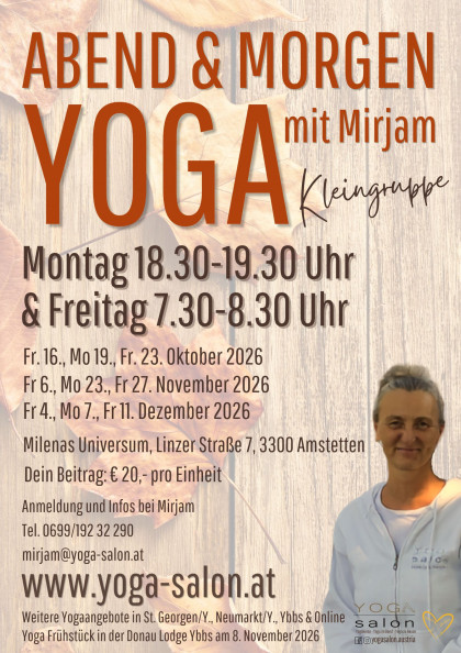 Abend & Morgen Yoga in Amstetten, Herbst 2026