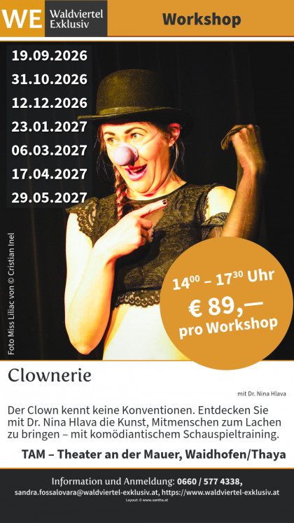 Titelbild zum Workshop Clownerie mit Dr. Nina Hlava