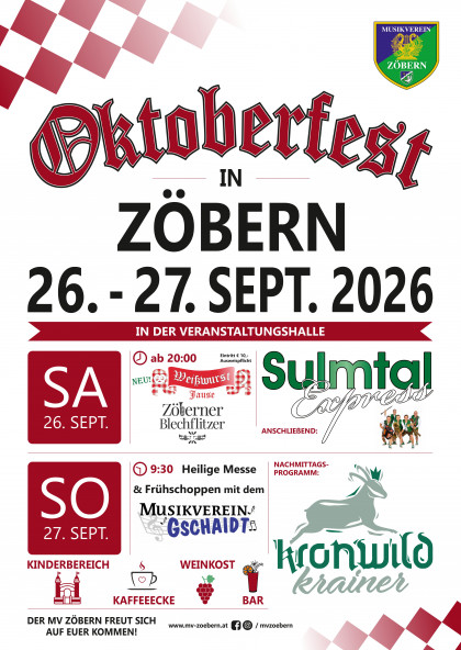 Plakat Oktoberfest Musikverein Zöbern