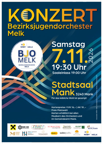 Plakat Konzert Bezirksjugendorchester Melk 2026