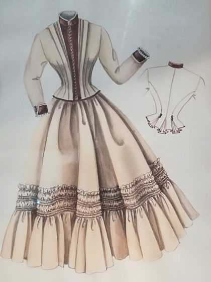 Neunkirchner Bürgerinnenkleid, Zeichnung Grünn
