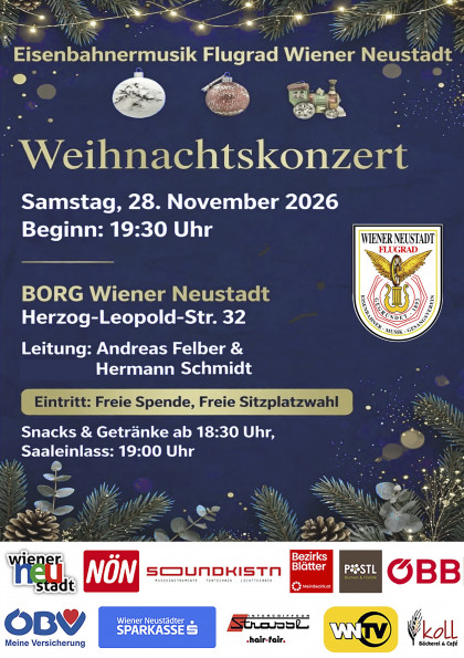 Plakat Weihnachtskonzert Eisenbahnermusik Flugrad Wr.Neustadt