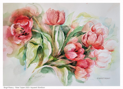 Birgit Risavy - Rote Tulpen 2023    Aquarell 30x40cm
