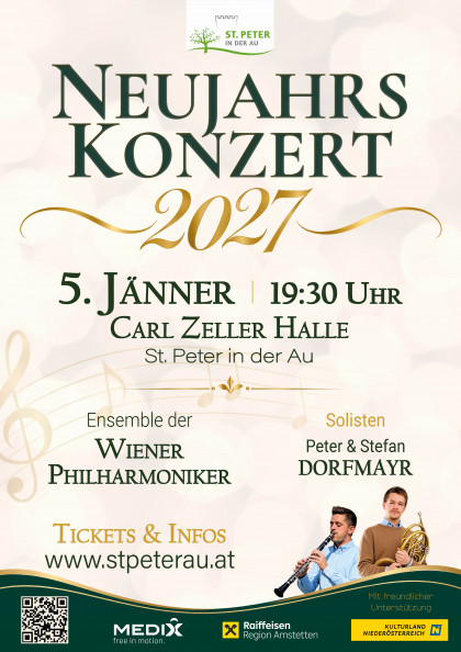 Ein hochkarätiger Abend wird beim Neujahrskonzert in St. Peter in der Au geboten.