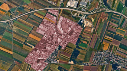 Luftbild Gewerbegebiet in NÖ