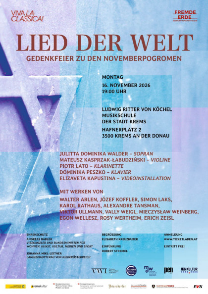 LIED DER WELT – Gedenkfeier zu den Novemberpogromen