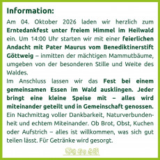 Flyer Seite 2 - Erntedankfeier im Heilwald Göttweig