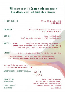 Kunst im Handwerk  Burg Perchtoldsdorf 7.11.-8.11. 2026